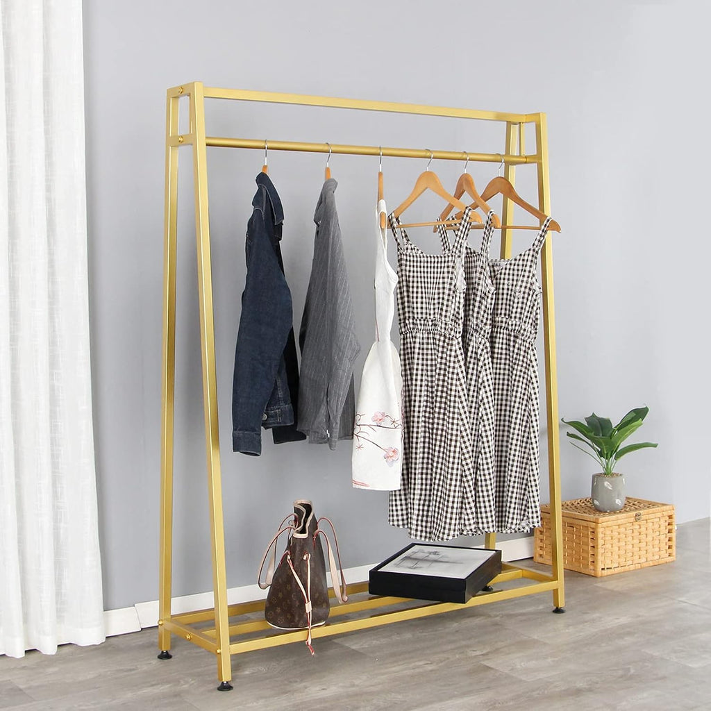Clothing Garment Rack Metal Cloth Hanger Rack Stand Clothes Drying Rack for Hanging Clothes, Clothing Racks for Boutiques(Gold)