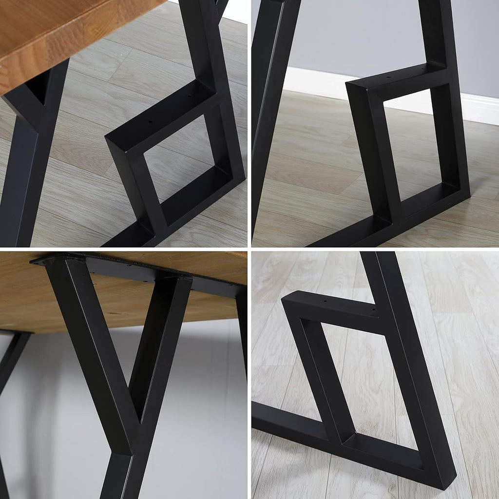 2 Pack Industrial Metal Furniture Legs 2 Tier 28” H x 24” W,DIY Decor Brackets Shelf,Coffee Dining Tables Legs,Desk Legs,Cocktail Table, Square Tube Leg Black